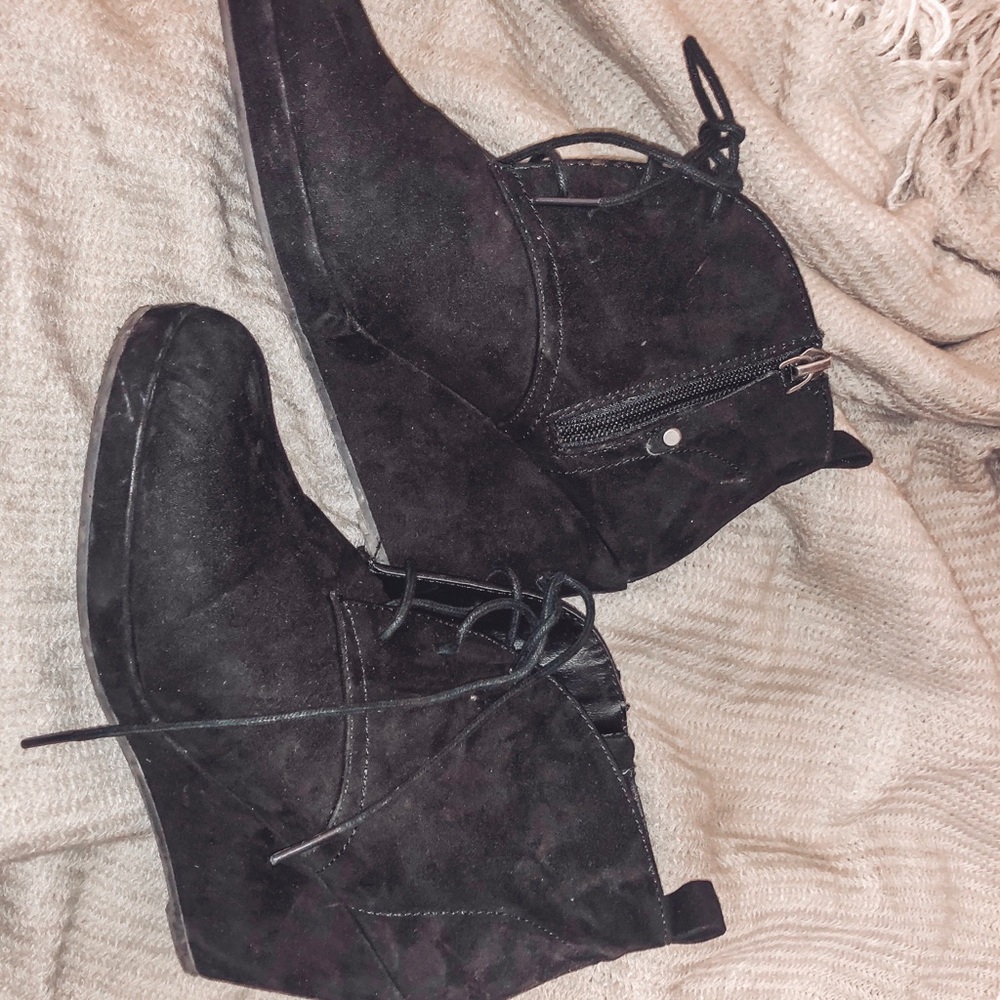 Black Suede Wedges